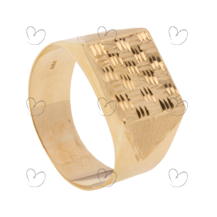 Anel Masculino Serrilhado Horizontal Ouro 18k