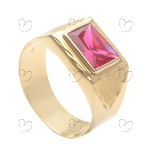 Anel Formatura com Pedra de Zircônia 8x10mm Ouro 18k