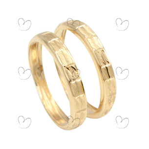 Anel Par de Aparador Diamantado e Martelado Ouro 18k