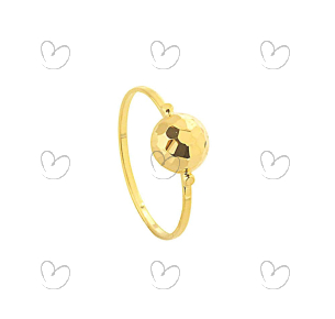 Anel Côncavo Meia Bola Diamantado 7mm x 1mm Ouro 18k