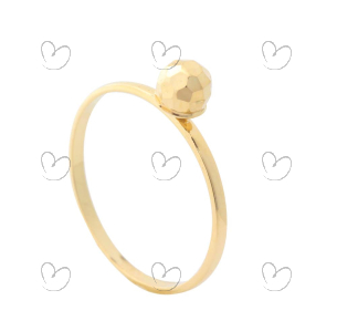 Anel Bola 5mm Diamantada Ouro 18k