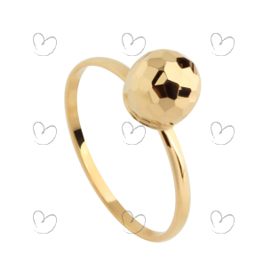 Anel Bola 7mm Diamantada Ouro 18k