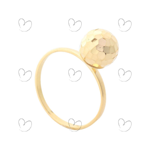 Anel Bola 9mm Diamantada Ouro 18k
