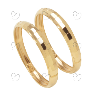 Anel Par de Aparador com Detalhe Diamantado Ouro 18k