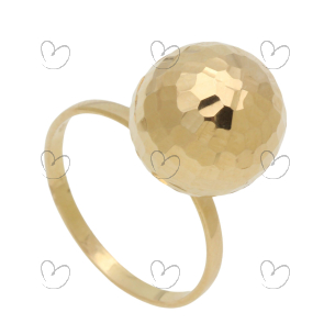 Anel Bola 12mm Diamantado Ouro 18k