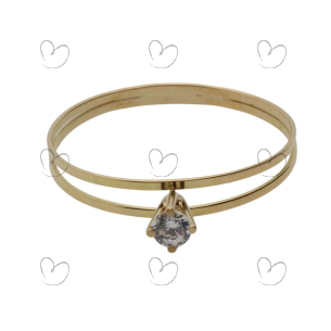 Anel Solitário com Zircônia Aro Duplo 3mm Ouro 18k