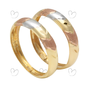 Anel Par Aparador Tricolor Ouro 18k