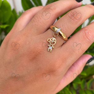 Anel Kaká Menino com Zircônia Ouro 18k