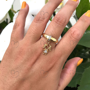 Anel Kaká Menina com Zircônia Ouro 18k