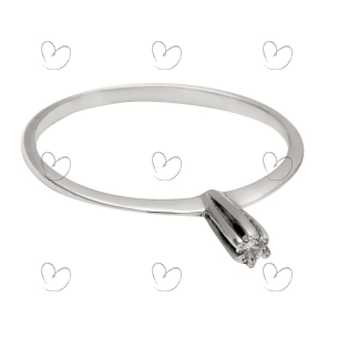 Anel Solitário com Zircônia 2mm Ouro Branco 18k