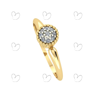 Anel Chuveiro Redondo com Banho em Ródio e Diamante Ouro 18k