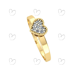 Anel de Coração com Diamante Ouro 18k