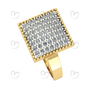 Anel Chuveiro Quadrado Ouro 18k