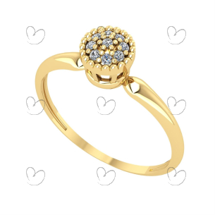 Anel Chuveiro Redondo Pequeno com Diamante Ouro 18k