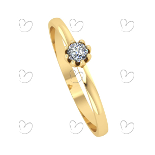 Anel Solitário Oito Garras com Zircônia 3mm Ouro 18k