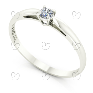 Anel Solitário Com Zirconia em Ouro Branco 18k