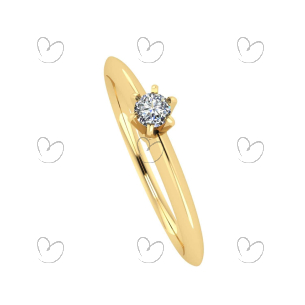 Anel Solitário com Diamante 3mm Aro Liso Ouro 18k