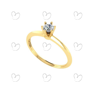 Anel Solitário com Zircônia 4mm aro Liso Ouro 18k