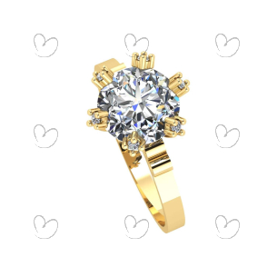 Anel Solitário de Zircônia 8mm Ouro 18k