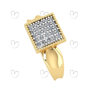 Anel Chuveiro Quadrado com Zircônias Ouro 18k