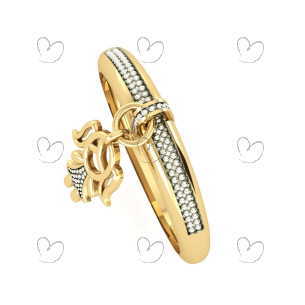 Anel Menina Falsa Pedra com Pingente Ouro 18k
