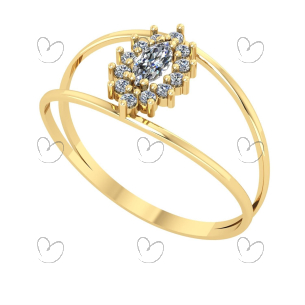 Anel Tipo Formatura Navete Grande Ouro 18k