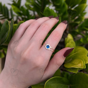 Anel Tipo Formatura Redondo-Azul Ouro 18k