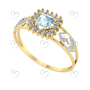 Anel Formatura Quadrado Biologia Ouro 18k