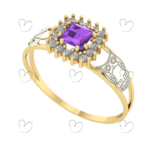 Anel Formatura Quadrado Letras Ouro 18k