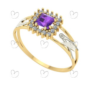 Anel Formatura Quadrado Moda Ouro 18k