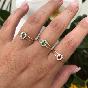 Anel Tipo Formatura Gota Ouro 18k