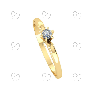Anel Solitário com Diamante 3mm Aro Trabalhado Ouro 18k