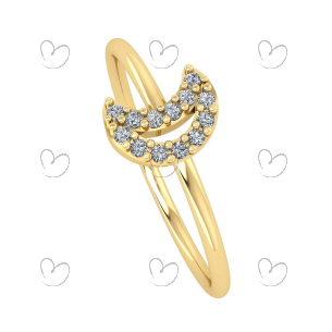 Anel Lua Cravejada com Zircônia Ouro 18k