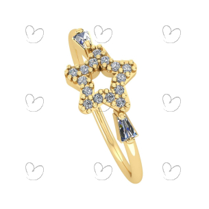 Anel Estrela com Zircônia Ouro 18k
