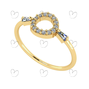 Anel Redondo com Zircônias Ouro 18k