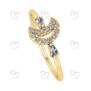 Anel Lua com Zircônias Ouro 18k