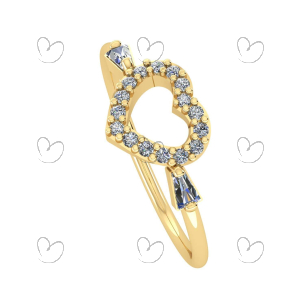 Anel Coração com Zircônia Ouro 18k