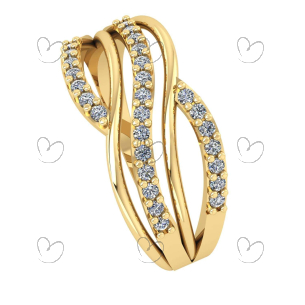 Anel 5 aros com Fileiras de Pedras Ouro 18k