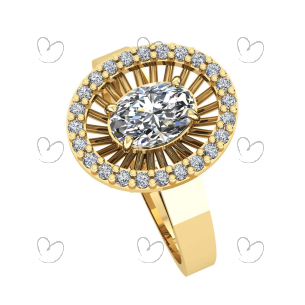 Anel Oval com Zircônia 5x7mm Ouro 18k