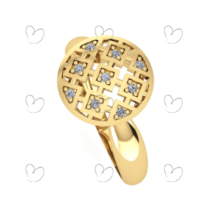 Anel Chuveiro Redondo Bordado Ouro 18k