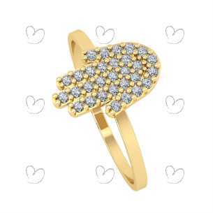 Anel Hamsá com Zircônias Ouro 18k