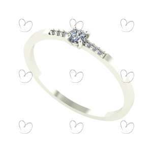 Anel Solitário com Diamante Ouro Branco 18k