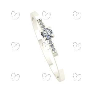 Anel Solitário com Diamante Ouro Branco 18k