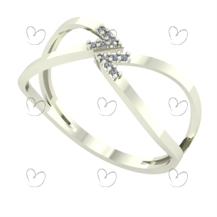 Anel Tipo Navete com Diamante Ouro Branco 18k
