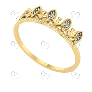 Anel Coroinha com Diamante Ouro 18k