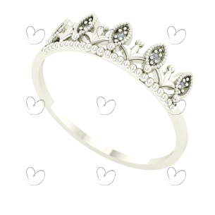 Anel Coroinha com Diamante Ouro 18k