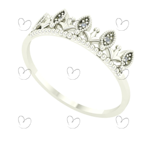 Anel Coroinha com Diamante Ouro Branco 18k