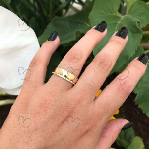 Anel Aparador Fininho com Diamante Ouro 18k