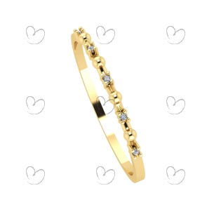 Anel Bolinha e Diamante Ouro 18k