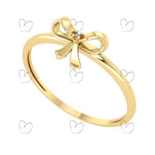 Anel Laço com Um Diamante no Centro Ouro 18k